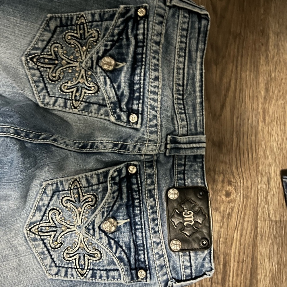 Miss Me Light Blue Boot Cut Jeans with Embellished Pockets